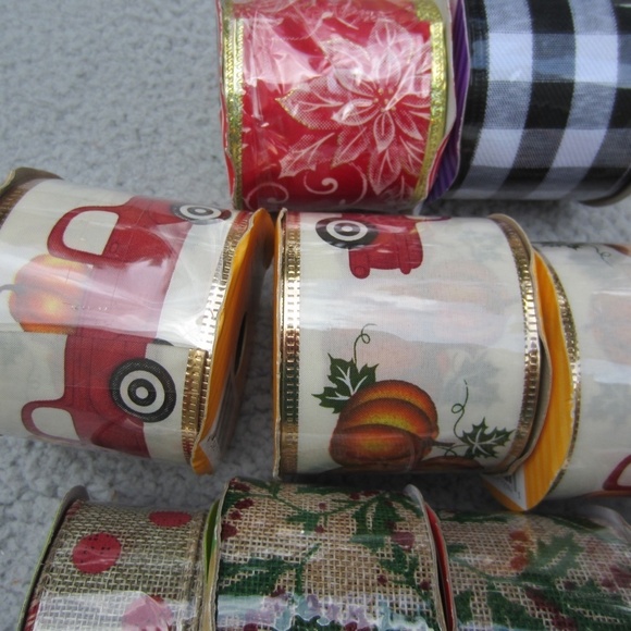 Christmas Ribbon Rolls Lot of 10 Crafts Holiday DIY Sewing Wrapping Gifts Bows N - Picture 12 of 15